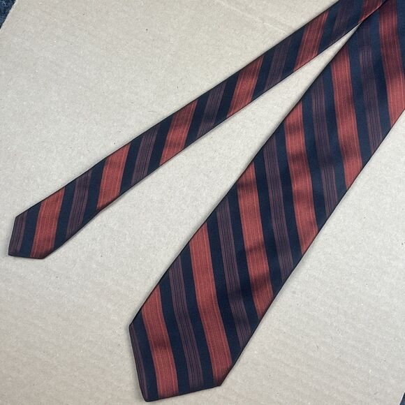 Ted Baker London Tie Men’s 61”x3.5” Silk Red Black Stripes - Picture 2 of 5